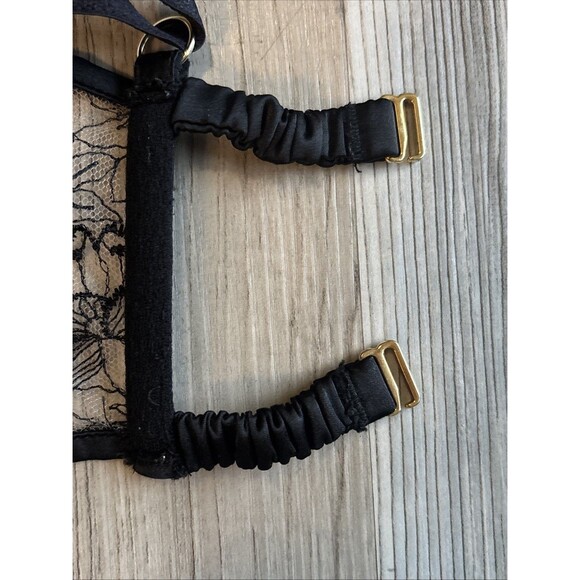 Victoria's Secret Embroidered Long Line Push-up Bustier Black Floral Lace 32DD - Picture 8 of 15